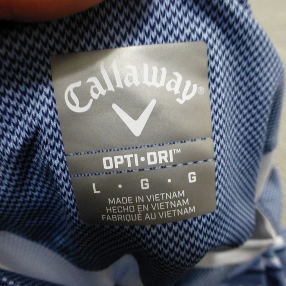 Callaway Golf Polo Shirt Mens Large Blue Opti-Dri Striped Performance - Picture 4 of 8